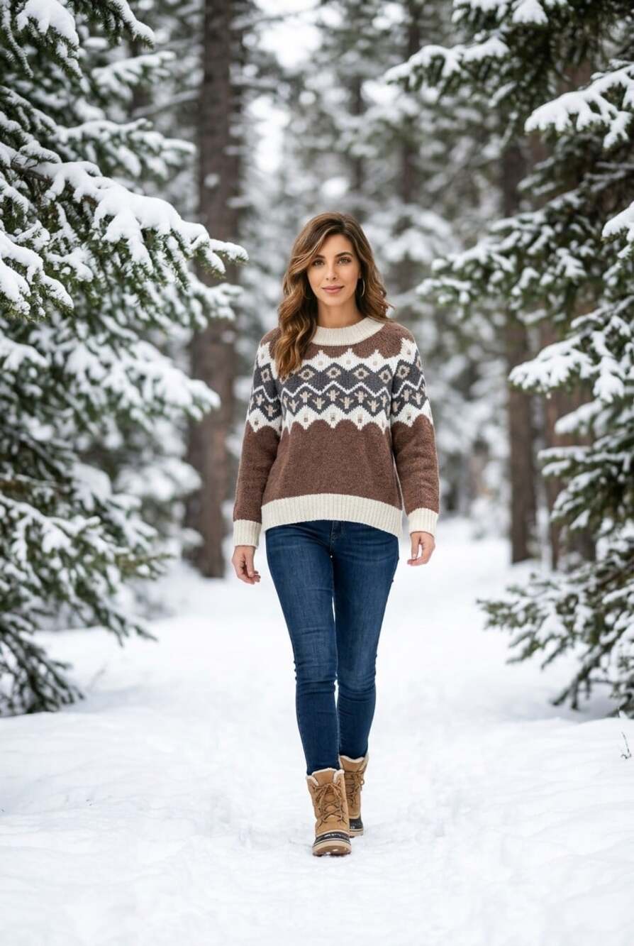 Aerie Aztec Fair Isle Chunky Wool Blend Oversized Knit Sweater Grannycore Preppy